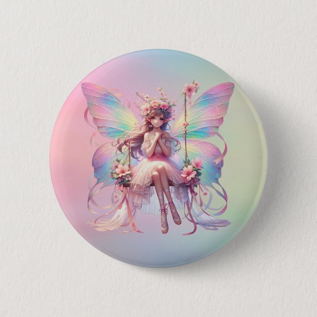 Badge Rond 5 Cm Pastel Ballerina Fairy Princess Girls (Devant)