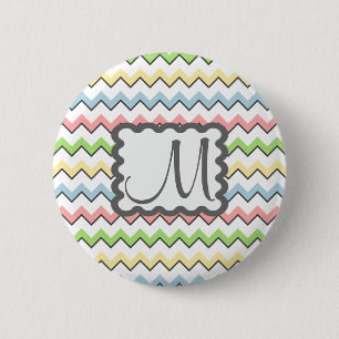Badge Rond 5 Cm Pastel Chevron avec Monogram de Shirley Taylor