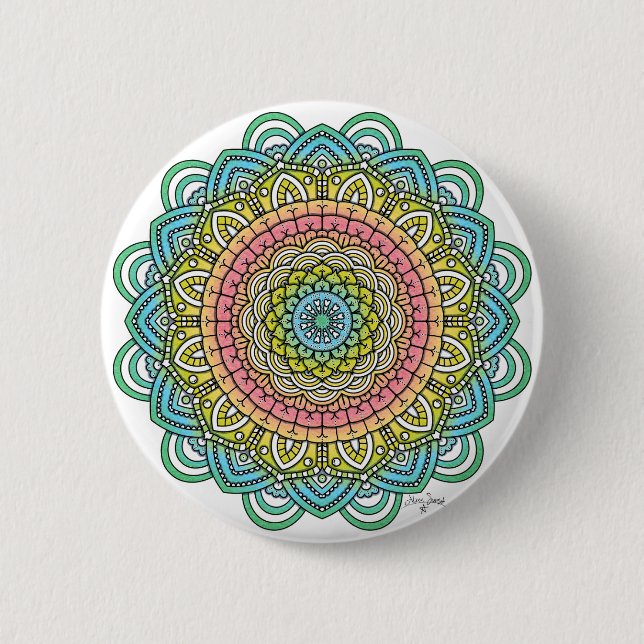 Badge Rond 5 Cm Pastel Defleur Mandala (Devant)