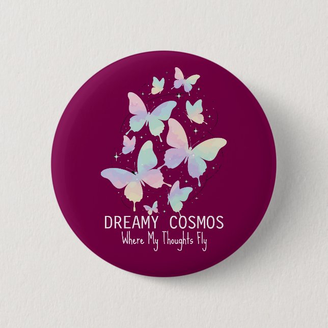 Badge Rond 5 Cm Pastel Galaxy Butterflies Dreamy Aesthetic (Devant)