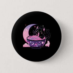 Badge Rond 5 Cm Pastel Goth Esthétique Kawaii Chat Manger Ramen No