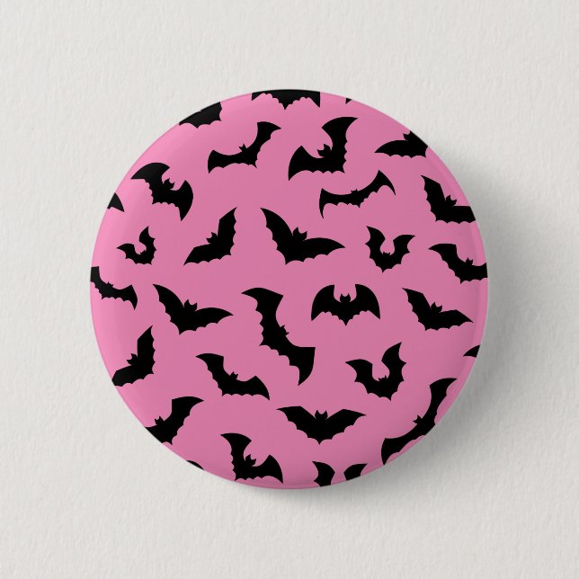 Badge Rond 5 Cm Pastel goth pink bats pattern halloween (Devant)
