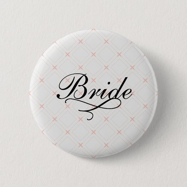 Badge Rond 5 Cm Pastel Peach et crème mariée géométrique (Devant)