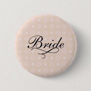 Badge Rond 5 Cm Pastel Peach et Gold Géométrique Bride