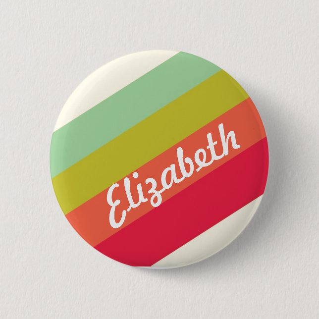 Badge Rond 5 Cm Pastel Rainbow Nom personnalisé (Devant)