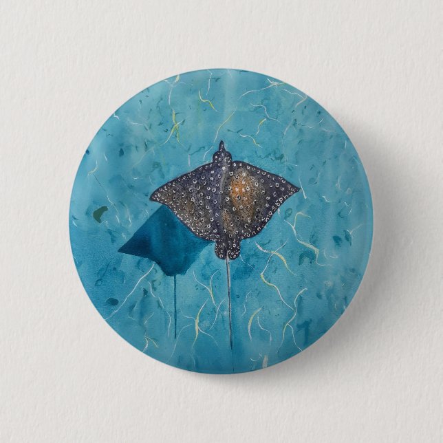 Badge Rond 5 Cm Pastenague aigle tachetée - Océan (Devant)