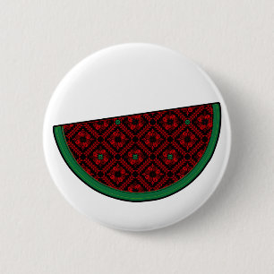Badge Rond 5 Cm Pastèque de Palestine Broderie tatreez rouge