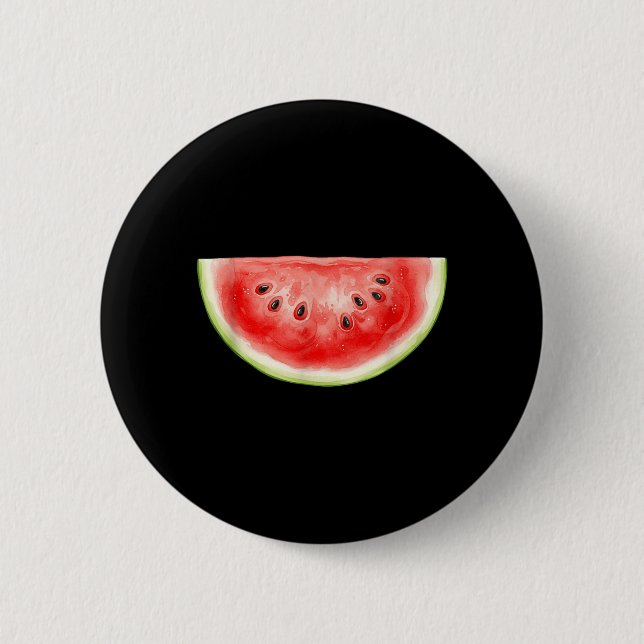 Badge Rond 5 Cm Pastèque Eté Aquarelle Fruit Tranches Juteux (Devant)