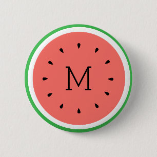 Badge Rond 5 Cm pastèque monogramme sur mesure