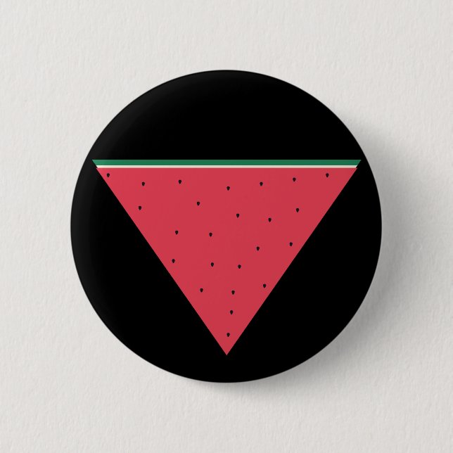 Badge Rond 5 Cm Pastèque sur résistance inversée au triangle rouge (Devant)