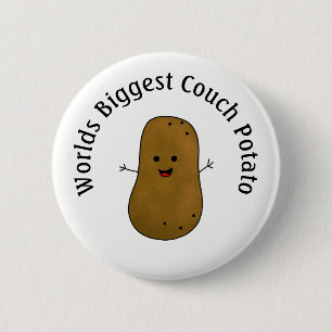 Badge Rond 5 Cm Patate heureuse, plus grand fainéant du monde
