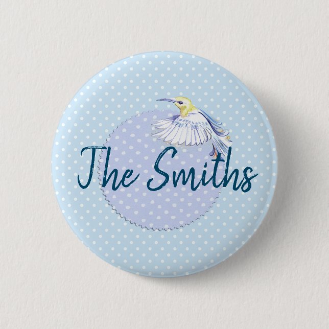 Badge Rond 5 Cm Patch de colibri sur Pois (Devant)