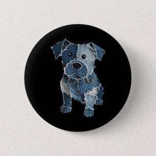 Badge Rond 5 Cm Patch en denim drôle rétro imprimé animal chien po