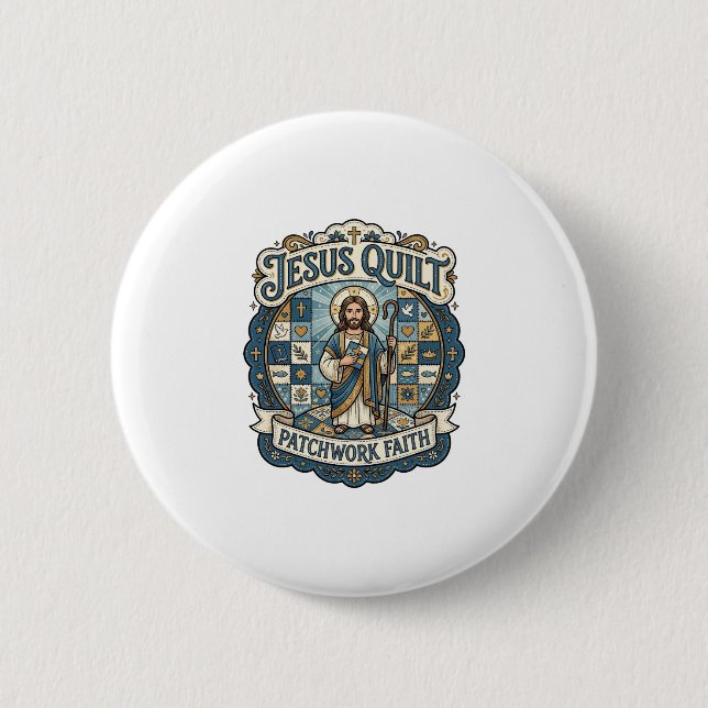 Badge Rond 5 Cm Patchwork Jésus Foi Patchwork Jésus  (Devant)