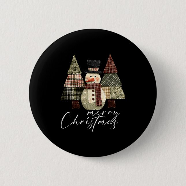 Badge Rond 5 Cm Patchwork Snowman,patchwork Christmas Tree Funny G (Devant)