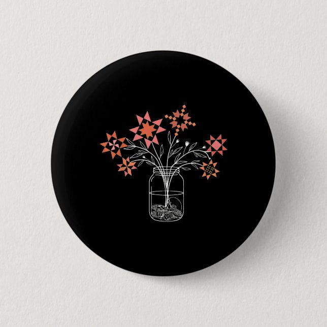 Badge Rond 5 Cm Patchwork sy Jar Funny Quilt Block Fleur (Devant)