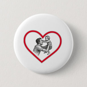 Badge Rond 5 Cm Paternité joyeuse - Illustration du cœur de papa e