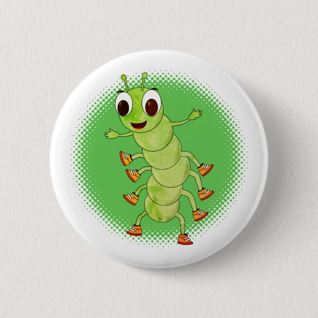 Badge Rond 5 Cm Paterpillar verte déprimée (Devant)