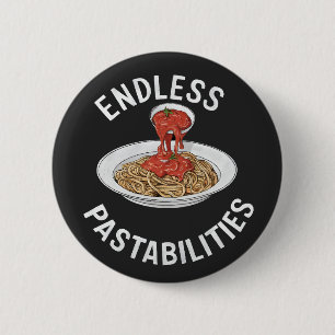 Badge Rond 5 Cm Pâtes infinies Amusant Pasta Spaghetti Lover