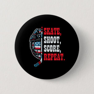 Badge Rond 5 Cm Patin à glace de hockey Shooy Score Répéter Joueur