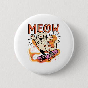 Badge Rond 5 Cm Patinage de chat Miaou