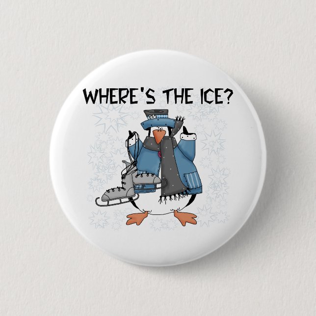 Badge Rond 5 Cm Patinage de glace de pingouin (Devant)