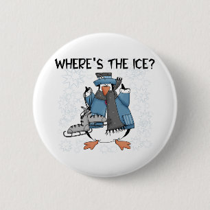 Badge Rond 5 Cm Patinage de glace de pingouin