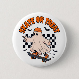 Badge Rond 5 Cm Patinage ou traitement du fantôme Halloween