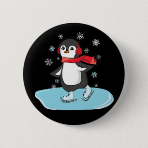 Badge Rond 5 Cm Patinage sur glace Pingouin
