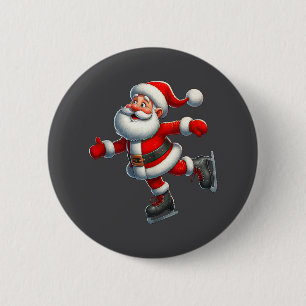 Badge Rond 5 Cm Patinage sur glace Santa Claus Noël Noël Noël Noël