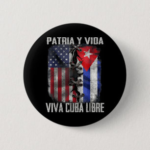 Badge Rond 5 Cm Patria Y Vida Viva Cuba Libre Patriotique Rétro US