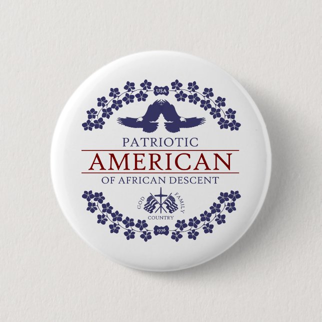 Badge Rond 5 Cm PATRIOTE Afro-Américain (Devant)