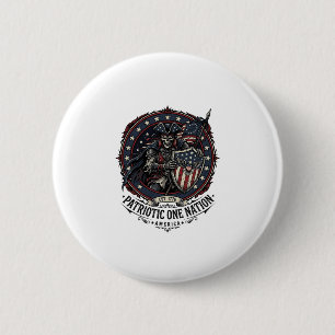 Badge Rond 5 Cm Patriote Fantôme Patriotique Monstre d'Horreur Pat