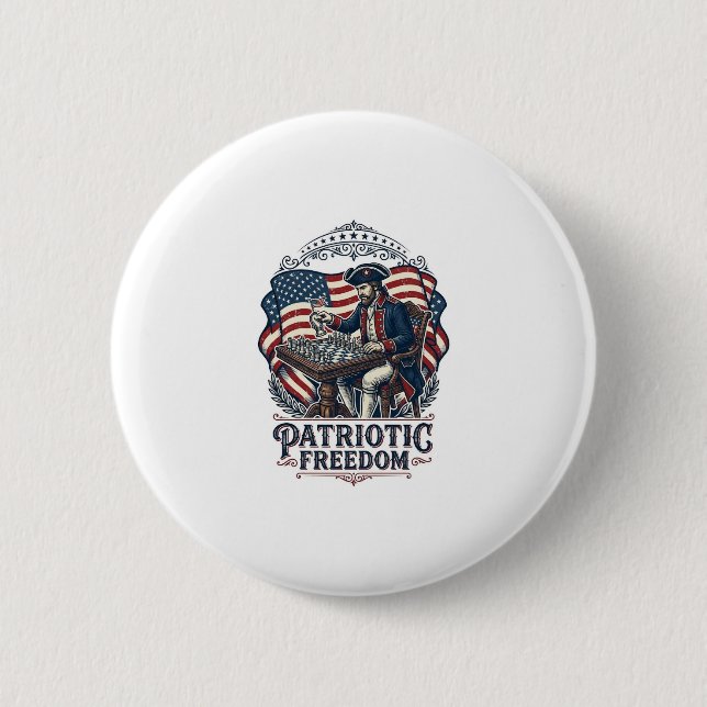 Badge Rond 5 Cm Patriotic Chess Player Vector Graphic Tee (Devant)