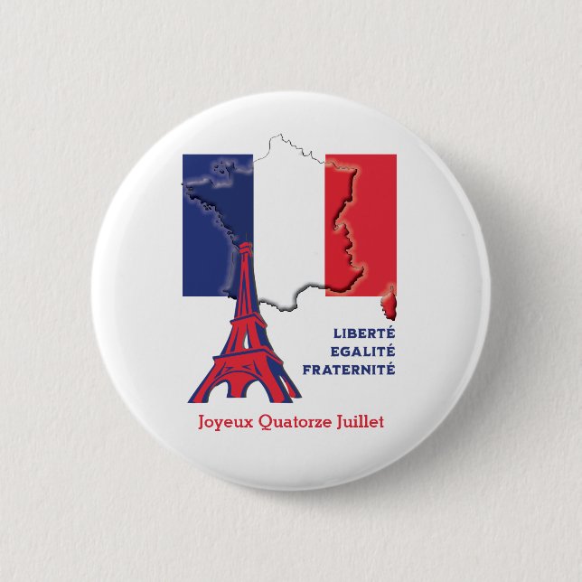Badge Rond 5 Cm Patriotic French Flag BASTILLE DAY (Devant)