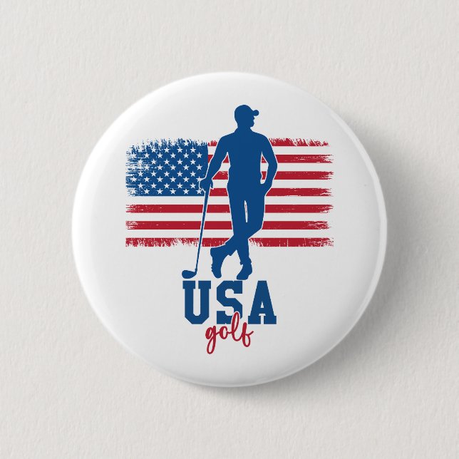Badge Rond 5 Cm Patriotic Golf USA (Devant)