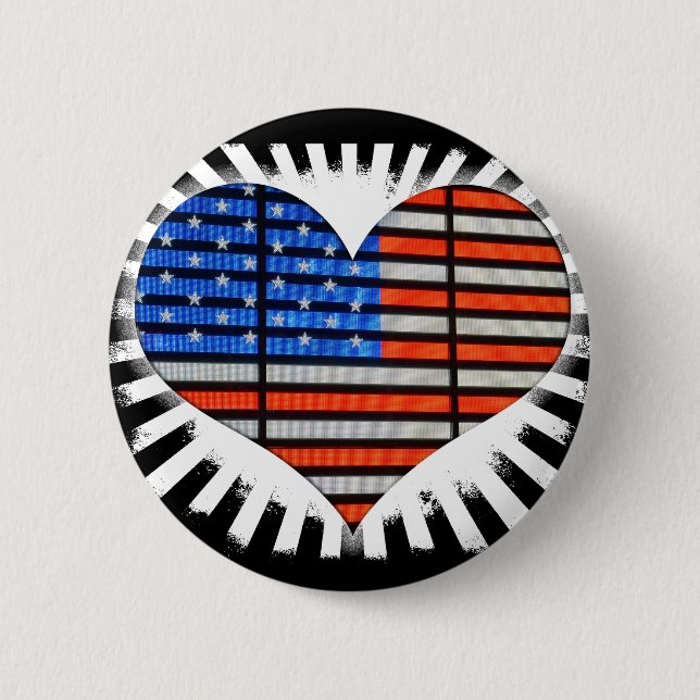 Badge Rond 5 Cm Patriotic Heart American Flag (Devant)