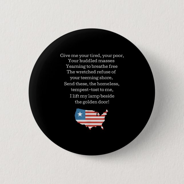Badge Rond 5 Cm Patriotic New Colossus Emma Lazarus Quote Usa Gift (Devant)