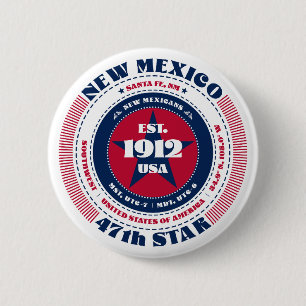 Badge Rond 5 Cm Patriotic New Mexico Circle avec détails d'état