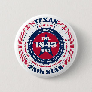 Badge Rond 5 Cm Patriotic Texas Circle avec détails d'état