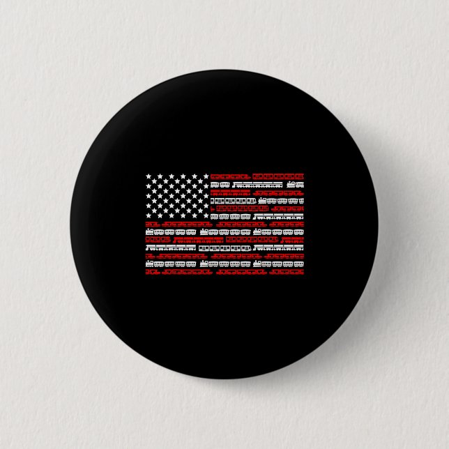 Badge Rond 5 Cm Patriotic Trains Flag For Train Enthusiasts And Ho (Devant)
