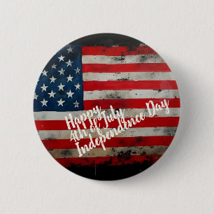 Badge Rond 5 Cm Patriotique 4 juillet Fête de l'Indépendance