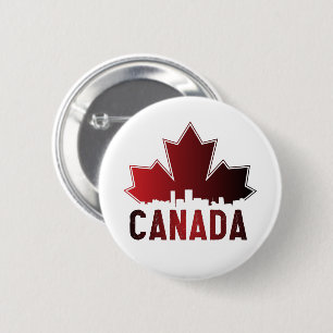 Badge Rond 5 Cm Patriotique de feuille d'érable rayée du Canada