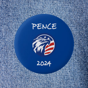 Badge Rond 5 Cm Patriotique Mike Pence 2024 Élection Aigle foncé