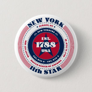 Badge Rond 5 Cm Patriotique New York Circle avec détails d'état