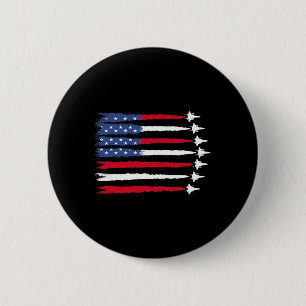 Badge Rond 5 Cm Patriotique Rouge Bleu Bleu Usa Drapeau Jets 4e