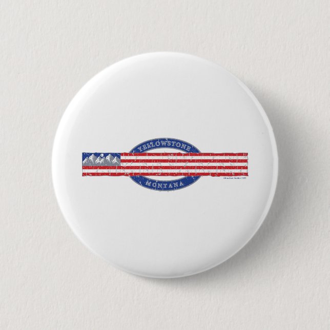 Badge Rond 5 Cm Patriotique Yellowstone Montana (Devant)
