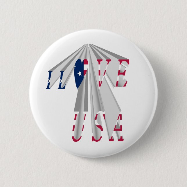Badge Rond 5 Cm Patriotisme effarant : I Love USA Perspective Art (Devant)