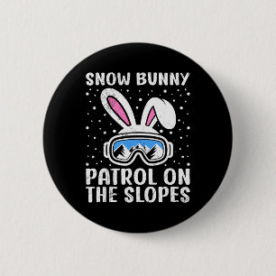 Badge Rond 5 Cm Patrouille de lapin de neige de skieur sur la sécu