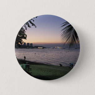 Badge Rond 5 Cm Pattaya Beach Sunset ... Chonburi, Thaïlande